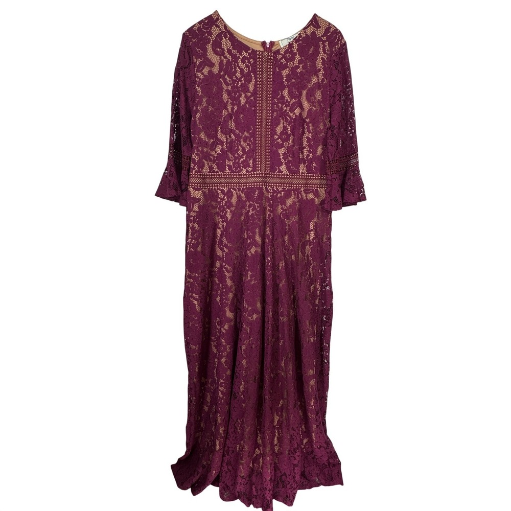 MISSMAY Retro Maxi Babydoll Lace Overlay Formal Maxi Dress Size 2xl Bell Sleeve
